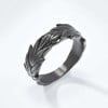 N Bague homme anneau feuilles épi finition oxydé