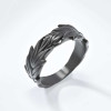 Bague homme anneau feuilles épi finition oxydé