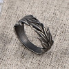 Bague homme anneau feuilles épi finition oxydé