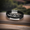 Bracelet personnalise cuir homme multi ligne gourmette arbre de vie