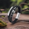 Bracelet personnalise cuir homme multi ligne gourmette arbre de vie
