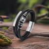 Bracelet personnalise cuir homme multi ligne gourmette arbre de vie
