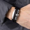 Bracelet personnalise cuir homme multi ligne gourmette arbre de vie