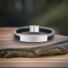 Bracelet personnalisable homme gourmette acier inox et cuir