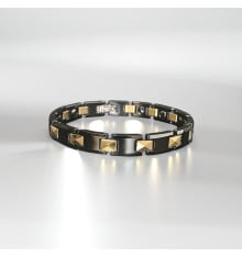Bracciale da donna in ceramica nera con placca in oro