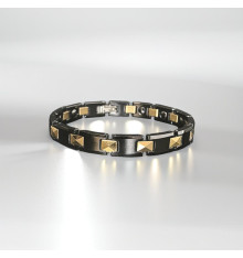 Damesarmband van zwart keramiek met vergulde plaat