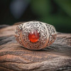 Men's Sterling Silver Red Onyx Inlay Cross Signet Open Ring