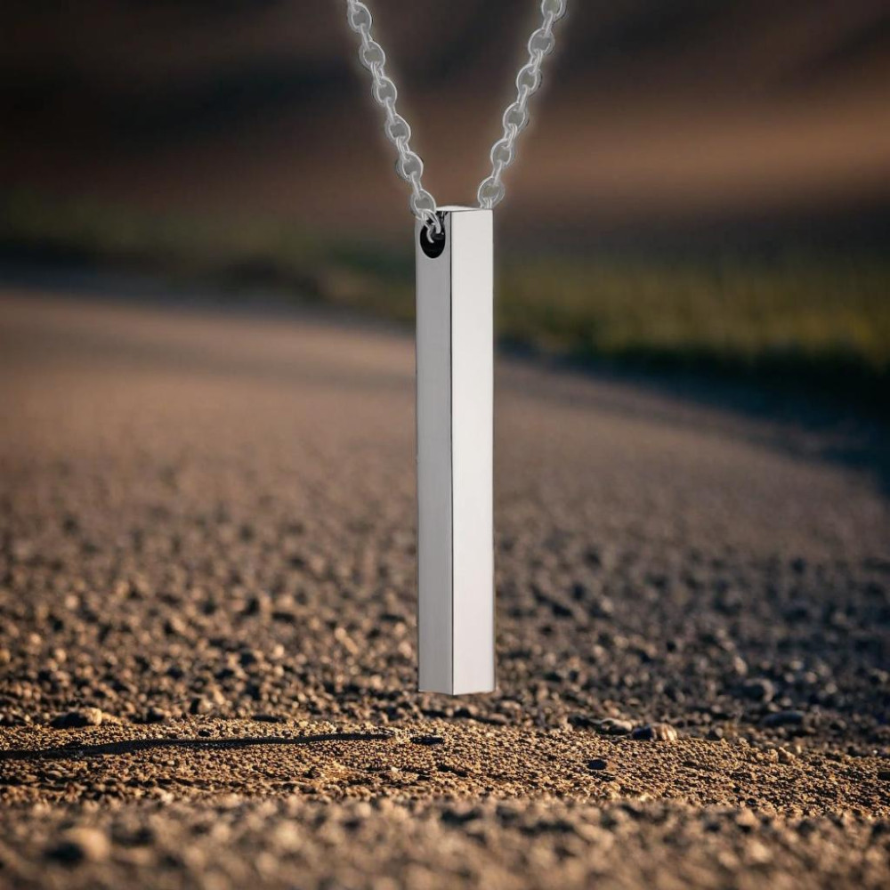 Pendentif personnalise homme collier Acier barre noir personnaliser