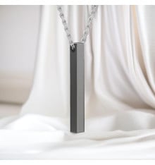 Collana con ciondolo da uomo personalizzata Barra in acciaio nera personalizzabile