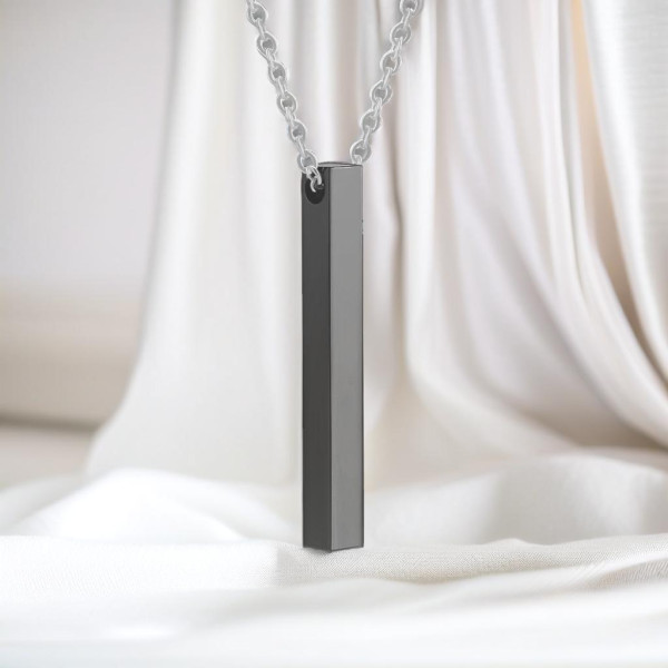 Pendentif personnalise homme collier Acier barre noir personnaliser