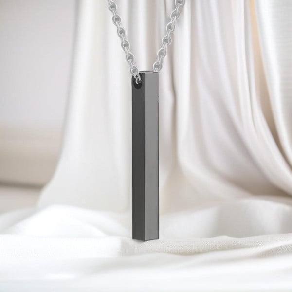 Pendentif personnalise homme collier Acier barre noir personnaliser
