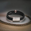 Bracelet homme cuir noir ballon football personnalisable