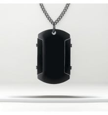 Men's Polished Stainless Steel Dog Tag ID Necklace Pendant