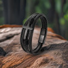 Bracelet homme cuir noir multi cordons croix
