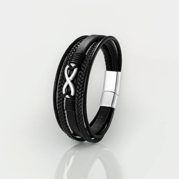 Bracelet Cuir Artisanal Homme Manchette 3 Lanières Marron - FiFi Brin De Cuir