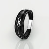 Bracelet homme cuir noir tressé Infini