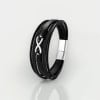 Bracelet homme cuir noir tressé Infini