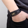 Bracelet homme cuir noir tressé Infini