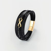 G Bracelet homme cuir noir tressé Infini