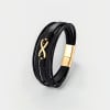G Bracelet homme cuir noir tressé Infini