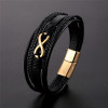 G Bracelet homme cuir noir tressé Infini