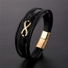 G Bracelet homme cuir noir tressé Infini