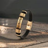 Bracelet homme cuir noir clé grecque