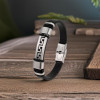 Bracelet homme cuir noir clé grecque