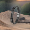Bracelet homme cuir noir clé grecque