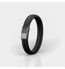Pulsera de hombre de piel trenzada con cierre magnético