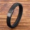 Bracelet homme cuir tresse fermoir magnétique