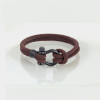Bracelet homme corde fermoir manille marin acier