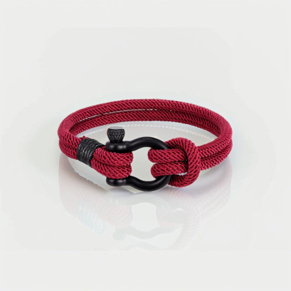 Bracelet homme corde fermoir manille marin acier