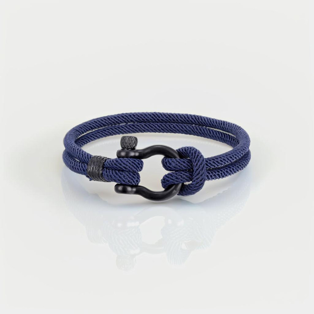Bracelet homme corde fermoir manille marin acier