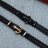 Bracelet homme cuir ruban noir ancre marine