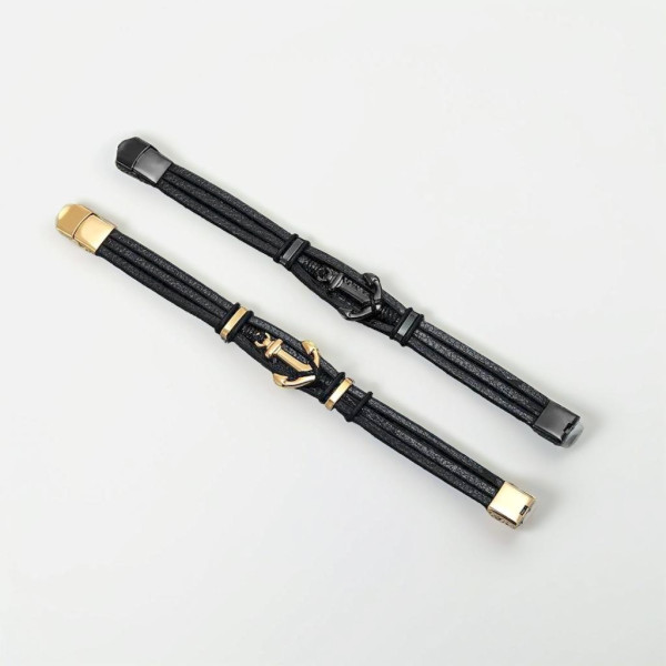 Bracciale Portus in corda nautica Argento Opaco - Nero