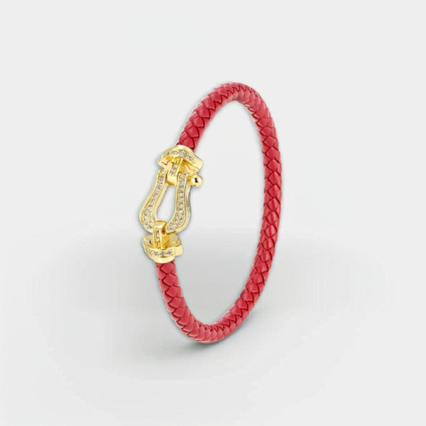Bracciale da donna in pelle con chiusura ad arco marino in acciaio