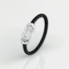 Leren damesarmband met stalen marine beugelsluiting