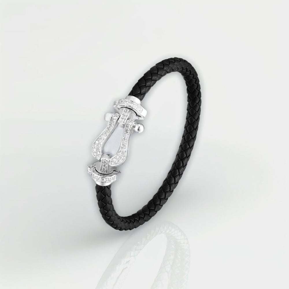 Bracelet femme cuir fermoir manille marin acier