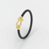 Leren damesarmband met stalen marine beugelsluiting