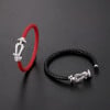 Bracelet femme cuir fermoir manille marin acier
