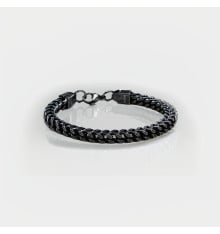 Men's bracelet black plated steel chain