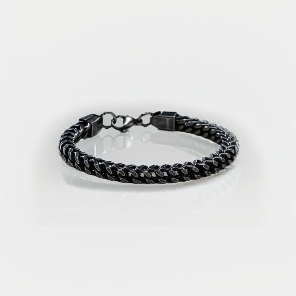Bracelet homme chaine acier plaque noir