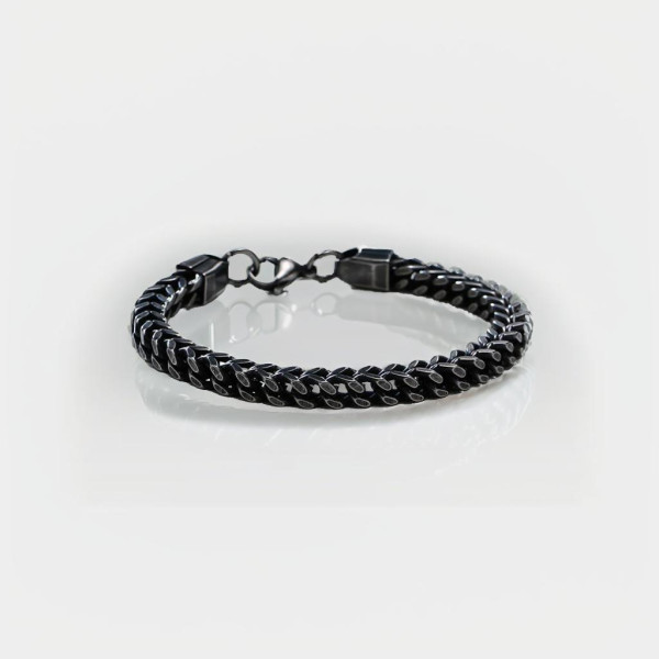Bracelet homme chaine acier plaque noir