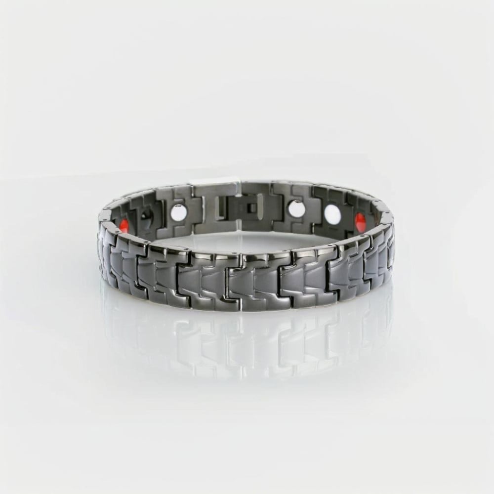 Schwarzes Herrenarmband aus magnetischem Stahl