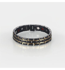 Men's 2Tone Black Golden Magnetic Stainless Steel Bracelet