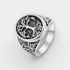 Bague homme acier chevaliere arbre de vie resine noir