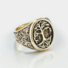 Bague homme acier chevaliere arbre de vie resine noir