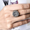 Bague homme acier chevaliere arbre de vie resine noir