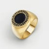Men's Gold Plated Stainless Steel Black Resin Greek Key Ring